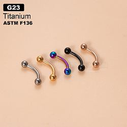 G23 Titanium Eyebrow Round Ball Curved Barbell Eyebrow Rings, Stainless Steel Color, 10mm, Pin: 1.2mm(WGFD71D-44)