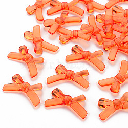 Transparent Acrylic Beads, Bowknot, Coral, 20x34x5.5mm, Hole: 1.8mm, about 435pcs/500g(TACR-S154-55B-921)