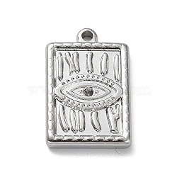 304 Stainless Steel Pendant Rhinestone Settings, Rectangle with Eye, Stainless Steel Color, Fit for 1mm Rhinestone, 20.5x13x2.5mm, Hole: 1.6mm(STAS-M323-56P)