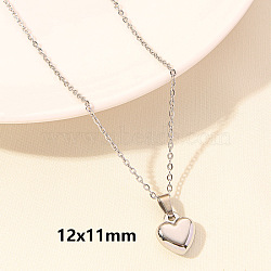 Stainless Steel Heart-shaped Necklace Jewelry DIY Accessories,PVD Vacuum Plating, Stainless Steel Color, 15.75 inch(40cm)(FY2457-5)