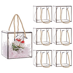 Transparent PVC Plastic Gift Box, with Polyester Cord, Square, Black, Finished Product: 12x12x12cm, about 3pcs/set(OBOX-WH0016-05B)