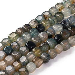 Natural Dragon Veins Agate Beads Strands, Dyed & Heated, Cube, Gainsboro, 7~8x7~8x7~8mm, Hole: 0.9mm, about 56pcs/strand, 14.57''(37cm)(G-G177-E06-01)