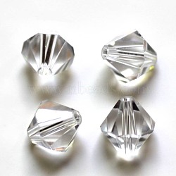 Imitation Austrian Crystal Beads, Grade AAA, Faceted, Bicone, Clear, 6x6mm, Hole: 0.7~0.9mm(SWAR-F022-6x6mm-001)