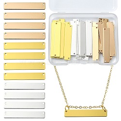 30Pcs 3 Colors Brass Pendants, Stamping Blank Tag, Rectangle, Mixed Color, 6x35x0.8mm, Hole: 1mm, 10pcs/color(KK-YW0002-29)