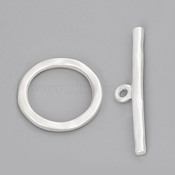 Alloy Toggle Clasps, Matte Style, Cadmium Free & Lead Free, 925 Sterling Silver Plated, Ring: 33x3~4mm, Bar: 56x12x3mm, Hole: 3.5mm, 2pcs/set(X-PALLOY-Q357-87MS-RS)