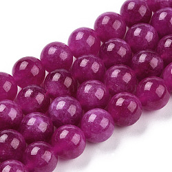 Natural Quartz Beads Strands, Dyed & Heated, Imitation Tourmaline, Round, Medium Violet Red, 10~10.5mm, Hole: 1.2mm, about 38pcs/strand, 14.96 inch(38cm)(G-R479-10mm-09)