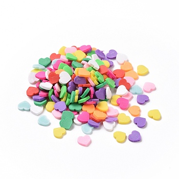 Handmade Polymer Clay Cabochons, Heart, Mixed Color, 4x5x1mm, about 3333pcs/1000g
