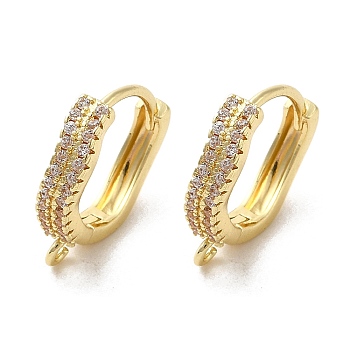 Rack Plating Brass Micro Pave Cubic Zirconia Hoop Findings, with Loop, Golden, 19 Gauge, 15.5x14x3.5mm, Hole: 1.4mm, Pin: 0.9mm