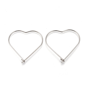 304 Stainless Steel Hoop Earring Findings, Wine Glass Charm Rings, Stainless Steel Color, 25x25x0.6mm, Pin: 0.6mm