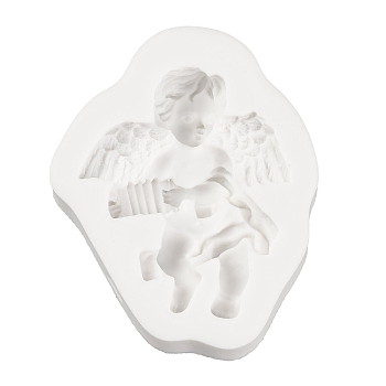 Cupid Angel Silicone Statue Molds, For DIY Cake Decoration, UV Resin & Epoxy Resin Craft Making, White, 90x71x18mm