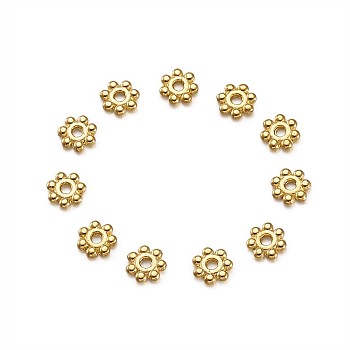 Alloy Daisy Spacer Beads, Lead Free & Cadmium Free, Flower, Golden, 4x1.5mm, Hole: 1mm