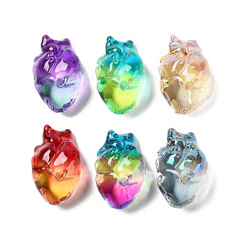 Electroplate K9 Glass Heart Figurines, for Home Office Desktop Decoration, Mixed Color, 56x37x33.5mm