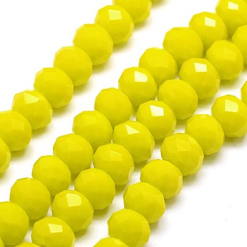1 Strand Opaque Solid Yellow Color Faceted Crystal Glass Rondelle Beads Strands, 3x2mm, Hole: 1mm, about 138pcs/strand, 12.9 inch