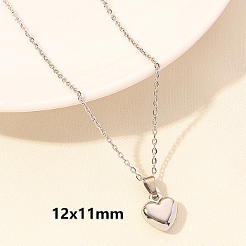 Stainless Steel Heart-shaped Necklace Jewelry DIY Accessories,PVD Vacuum Plating, Stainless Steel Color, 15.75 inch(40cm)