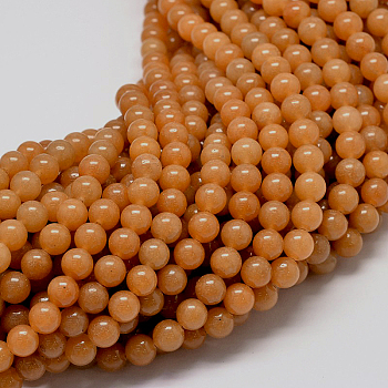Natural Red Aventurine Stone Round Bead Strands, Dyed, 4mm, Hole: 1mm, about 90pcs/strand, 16.1 inch