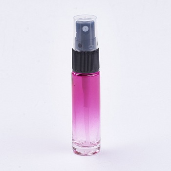 10ml Glass Gradient Color Refillable Spray Bottles, with PP Plastic Caps, DeepPink, 9.6x2cm, Capacity: 10ml(0.34 fl. oz)
