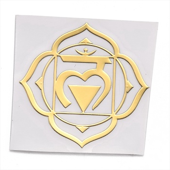 Self Adhesive Brass Stickers, Scrapbooking Stickers, for Epoxy Resin Crafts, Chakra, Golden, 3.4x3.4x0.05cm