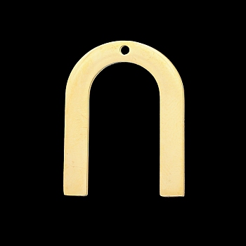 201 Stainless Steel Pendants, Laser Cut, Horseshoe, Golden, 28x20x1mm, Hole: 1.6mm