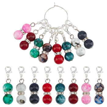 5Pcs Calabash Glass Dangle Wine Glass Charm, Iron Hoop Earrings, Colorful, 69mm, Pin: 0.8mm