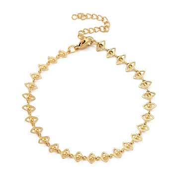 304 Stainless Steel Chain Bracelet for Women, Golden, Eye, 7-1/2 inch(19cm), Link: 7x7mm