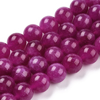 Natural Quartz Beads Strands, Dyed & Heated, Imitation Tourmaline, Round, Medium Violet Red, 10~10.5mm, Hole: 1.2mm, about 38pcs/strand, 14.96 inch(38cm)