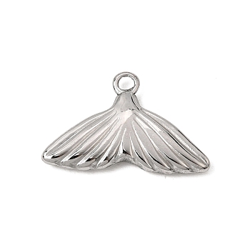 304 Stainless Steel Pendants, Fishtail Charms, Stainless Steel Color, 15.5x25.5x3.5mm, Hole: 2mm