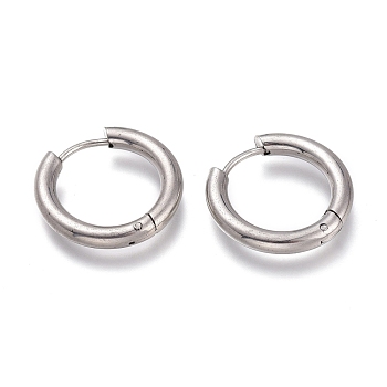 201 Stainless Steel Huggie Hoop Earrings, with 304 Stainless Steel Pin, Hypoallergenic Earrings, Ring, Stainless Steel Color, 19x3mm, 9 Gauge, Pin: 1mm