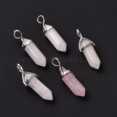 Natural Rose Quartz Pointed Pendants(G-K329-52P)-2