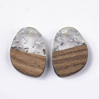 Transparent Resin & Walnut Wood Pendants(X-RESI-Q210-006A-A02)-2