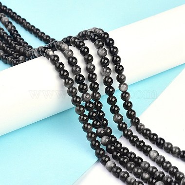Natural Silver Obsidian Beads Strands(X-G-D083-01D)-4