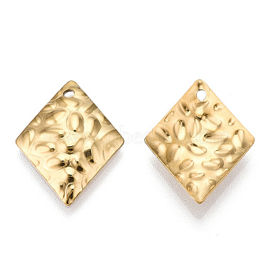 Real 18K Gold Plated Rhombus 304 Stainless Steel Pendants