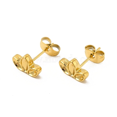 Real 18K Gold Plated Leaf 304 Stainless Steel Stud Earring Findings