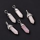 Natural Rose Quartz Pointed Pendants(G-K329-52P)-2