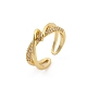 Rack Plating Brass Micro Pave Clear Cubic Zirconia Cuff Rings for Women(RJEW-M028-114G)-4