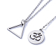 Flat Round with Om Symbol Lariat Necklaces & Triangle Pendant Necklaces Sets(NJEW-JN02805-02)-2