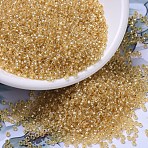 MIYUKI Round Rocailles Beads, Japanese Seed Beads, (RR3) Silverlined Gold, 11/0, 2x1.3mm, Hole: 0.8mm, about 1100pcs/bottle, 10g/bottle(SEED-JP0008-RR0003)