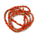 2 Strands Electroplate Opaque Color Glass Beads Strands, Faceted, Oval, Crimson, 7x4.5x3.5mm, Hole: 1mm, about 50pcs/strand, 12.99''(33cm)(EGLA-YW0005-26E)