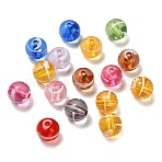Transparent Acrylic Enamel Beads, Round, Mixed Color, 9.5mm, Hole: 2mm, 833pcs/500g(OACR-D315-01)