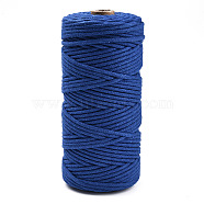 Cotton String Threads, Macrame Cord, Decorative String Threads, for DIY Crafts, Gift Wrapping and Jewelry Making, Royal Blue, 3mm, about 109.36 Yards(100m)/Roll.(OCOR-T001-02-34)