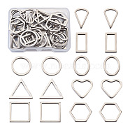 304 Stainless Steel Linking Rings, Mixed Shape, Stainless Steel Color, 40pcs/box(STAS-TA0004-64)