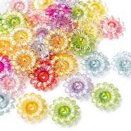 Transparent Acrylic Beads, AB Color, Flower, Mixed Color, 34x34x9mm, Hole: 4mm, about 260pcs/500g(TACR-R14-M)