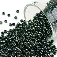 TOHO Round Seed Beads, Japanese Seed Beads, (89) Metallic Moss, 11/0, 2.2mm, Hole: 0.8mm, about 1110pcs/10g(X-SEED-TR11-0089)