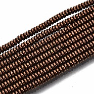 Electroplate Non-magnetic Synthetic Hematite Beads Strands, Flat Round/Disc, Copper Plated, 2x1mm, Hole: 0.8mm, about 450~456pcs/strand, 15.75 inch~15.94 inch(40cm~40.5cm)(G-T114-58-R)
