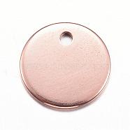 Ion Plating(IP) 304 Stainless Steel Stamping Blank Tag Charms, Flat Round, Rose Gold, 10x1mm, Hole: 1mm(STAS-D167-04RG)