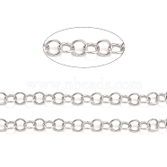 304 Stainless Steel Rolo Chains, Belcher Chains, Unwelded, with Spool, Stainless Steel Color, 7x1mm, about 32.8 Feet(10m)/roll(CHS-F011-08D-P)