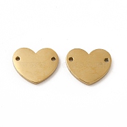 Ion Plating(IP) 304 Stainless Steel Connector Charms, Heart Links, Real 14K Gold Plated, 7.5x9x1mm, Hole: 0.8mm(STAS-C070-08G)