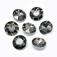 Pointed Back Glass Rhinestone Cabochons, Back Plated, Faceted, Flat Round, Gray, 10x4.5~5mm(RGLA-T029-10mm-07)