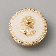 Alloy Enamel Buttons, 1-Hole, Flat Round with Rose Pattern, White, 22.5x9mm, Hole: 2mm(BUTT-WH0029-12C-01KCG)