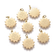 Ion Plating(IP) 304 Stainless Steel Charms, with Jump Rings, Laser Cut, Flower with Anchor, Golden, 11.5x10x0.8mm, Hole: 1.5mm(STAS-I164-021G)