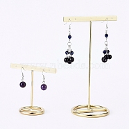 Iron T- Shape Earring Display Stand, for Hanging Dangle Earring, Golden, 7.2cm and 15.3cm, 2pcs/set(EDIS-E025-07)